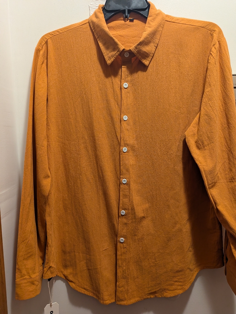 Men's Long-Sleeve Button-Down Shirt - Rust Orange Linen Blend NWT